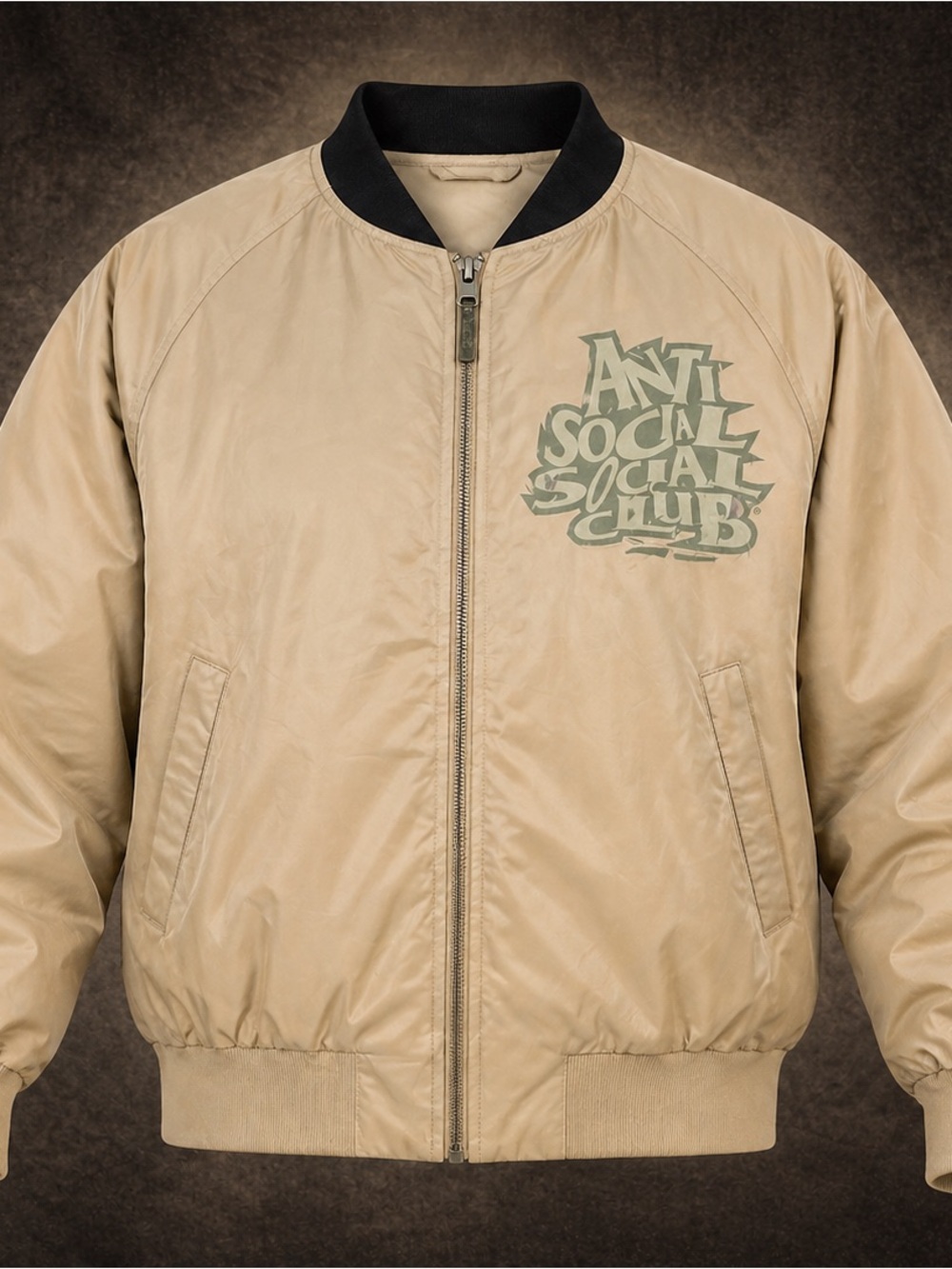 Anti Social Social Club “Jealousy” Khaki Zip-front Windbreaker